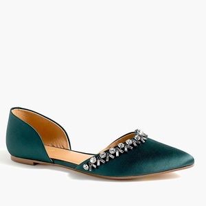 J. Crew Factory Satin jeweled Zoe d'Orsay flats